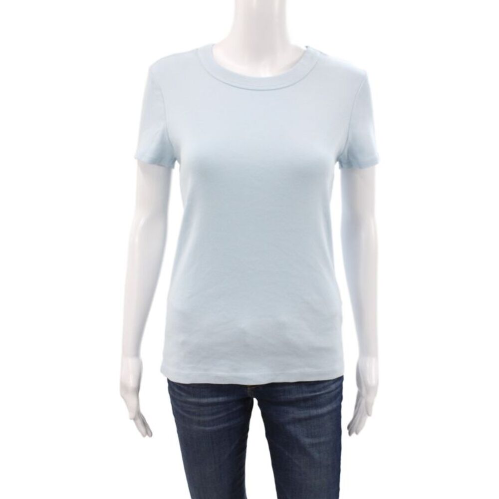 Michael Stars Women Blue Basic T-Shirt Cotton Short Sleeve Size One Size